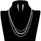 CZ Square Stone Detailed Triple Layered Jewelry Set - Madeline Love - Flyclothing LLC
