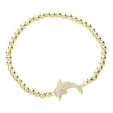 CZ Stone Paved Dolphin Stainless Steel Ball Stretch Bracelet - Madeline Love - Flyclothing LLC