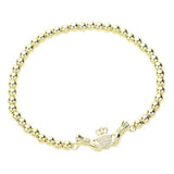 CZ Stone Paved Irish Claddagh Stainless Steel Ball Stretch Bracelet - Madeline Love - Flyclothing LLC