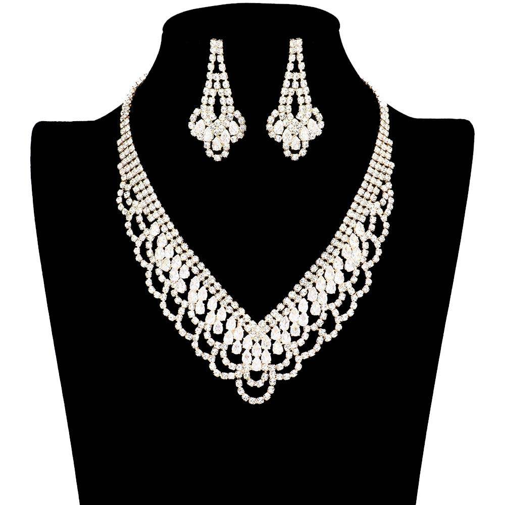CZ Teardrop Stone Detailed Jewelry Set - Madeline Love - Flyclothing LLC