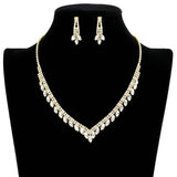 Crystal Rhinestone Pave Necklace Earring Set - Madeline Love - Flyclothing LLC