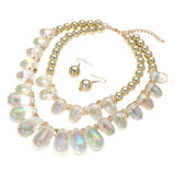 Chunky Beaded Double Layered Statement Necklace - Madeline Love - Flyclothing LLC