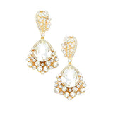 Chunky Crystal Rhinestone Teardrop Bubble Evening Earrings - Madeline Love - Flyclothing LLC