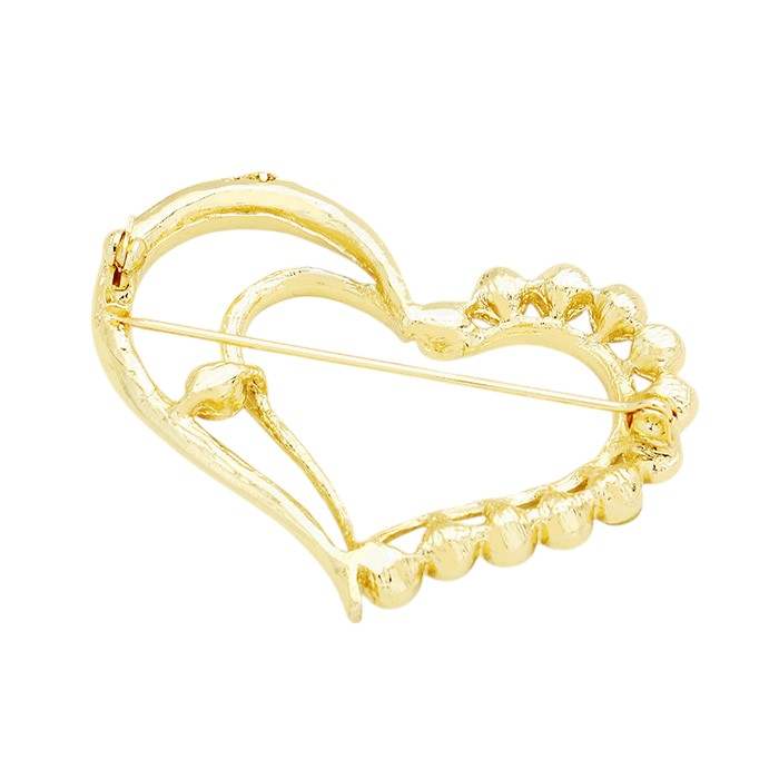 Stone Trimmed Heart Pin Brooch - Madeline Love - Flyclothing LLC
