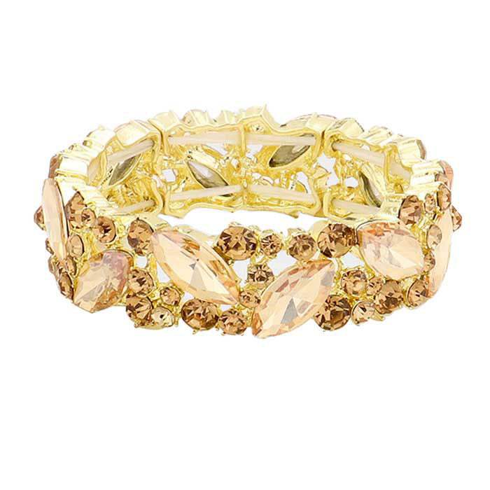 Crystal Glass Marquise Evening Stretch Bracelet - Madeline Love - Flyclothing LLC