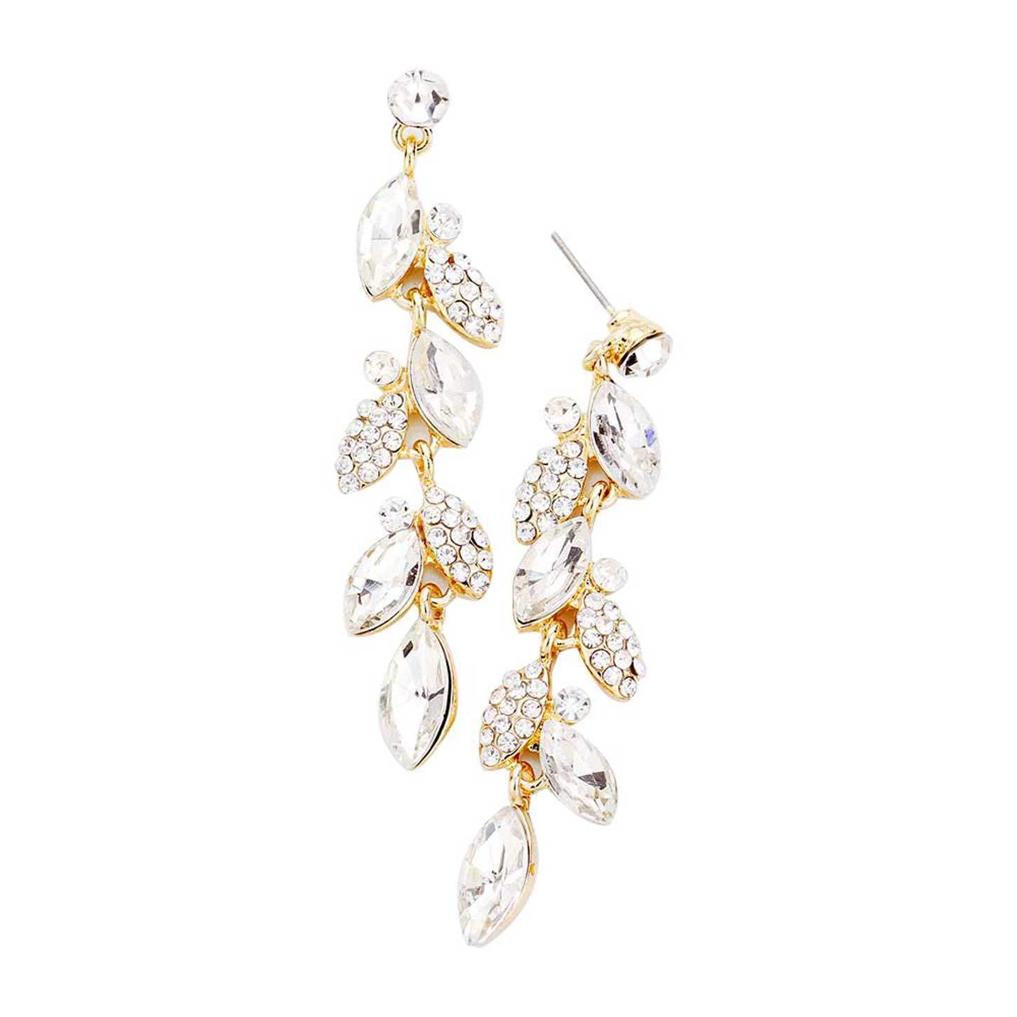 Crystal Marquise Cluster Drop Evening Earrings - Madeline Love - Flyclothing LLC