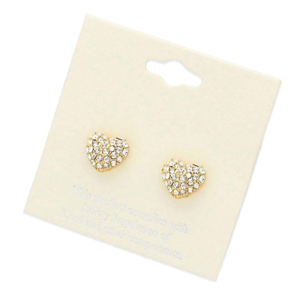 Crystal Pave Heart Stud Earrings - Madeline Love - Flyclothing LLC