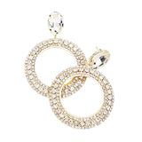 Crystal Rhinestone Open Circle Dangle Evening Earrings - Madeline Love - Flyclothing LLC