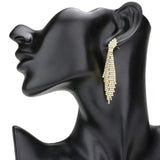 Crystal Rhinestone Pave Fringe Evening Earrings - Madeline Love - Flyclothing LLC
