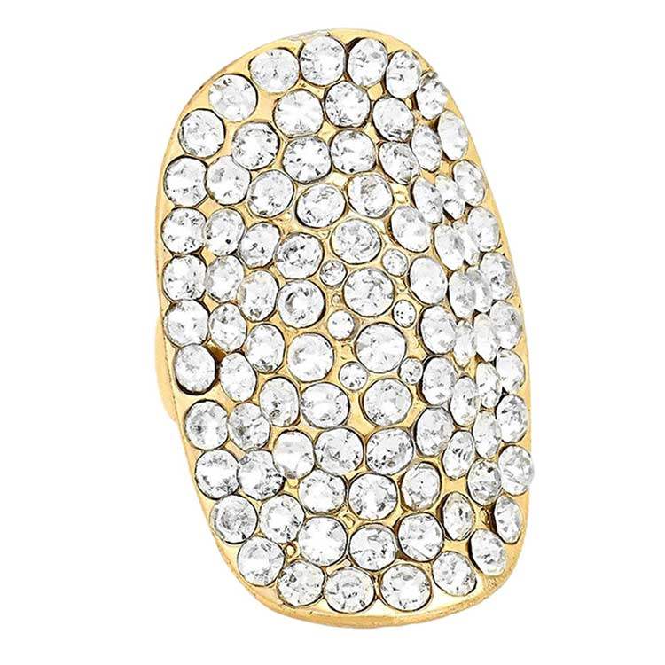 Crystal Rhinestone Pave Stretch Cocktail Ring - Madeline Love - Flyclothing LLC