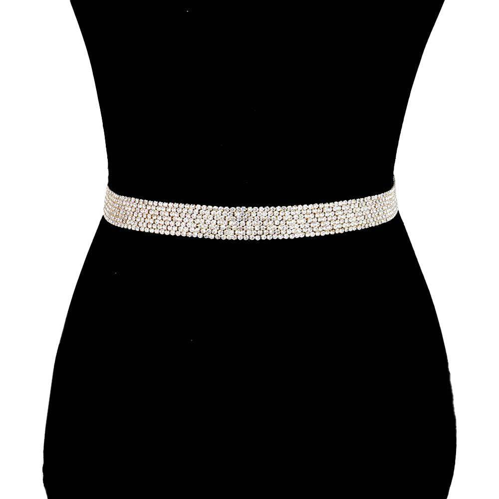 Crystal Rhinestone Sash Ribbon Bridal Wedding Belt Headband - Madeline Love - Flyclothing LLC