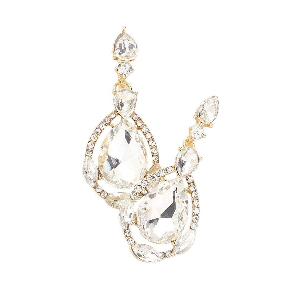 Crystal Rhinestone Teardrop Evening Earrings - Madeline Love - Flyclothing LLC