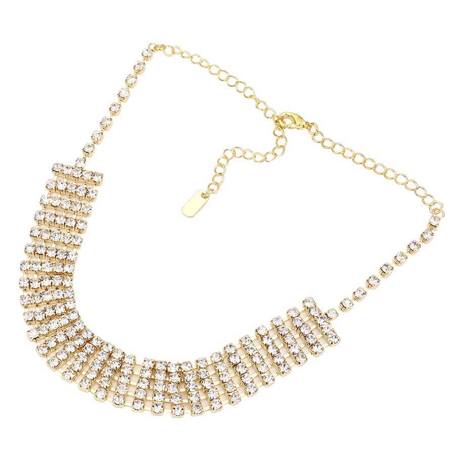 Crystal Rhinestone Choker Evening Necklace - Madeline Love - Flyclothing LLC
