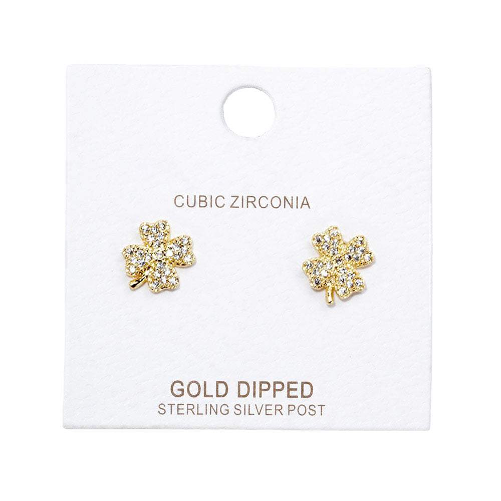 Cubic Zirconia Clover Stud Earrings - Madeline Love - Flyclothing LLC