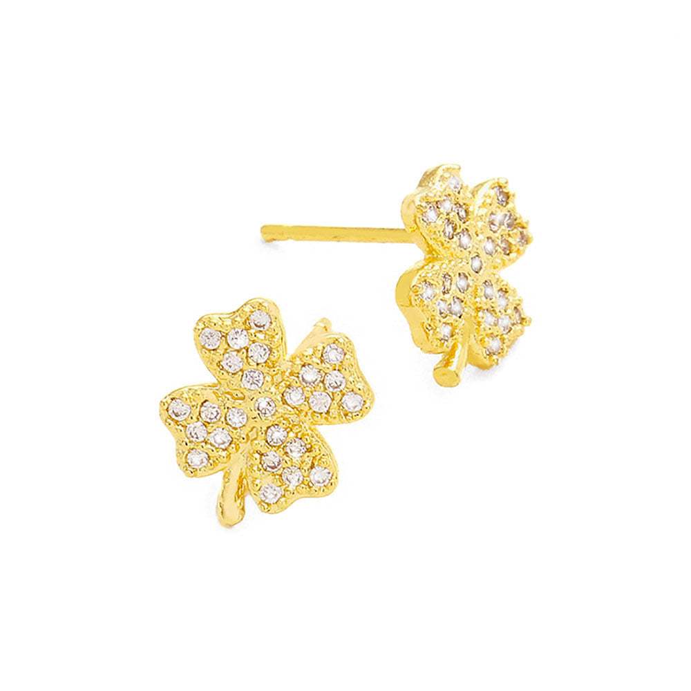 Cubic Zirconia Clover Stud Earrings - Madeline Love - Flyclothing LLC