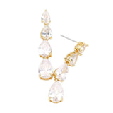 CZ Teardrop Link Dangle Evening Earrings - Madeline Love - Flyclothing LLC