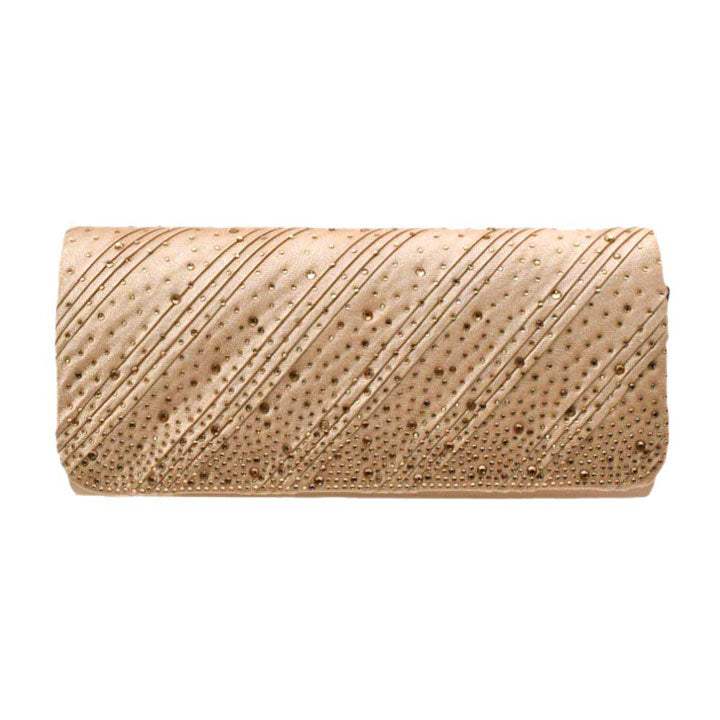 Diagonal Line Detailed Bling Evening Clutch Crossbody Bag - Madeline Love - Flyclothing LLC
