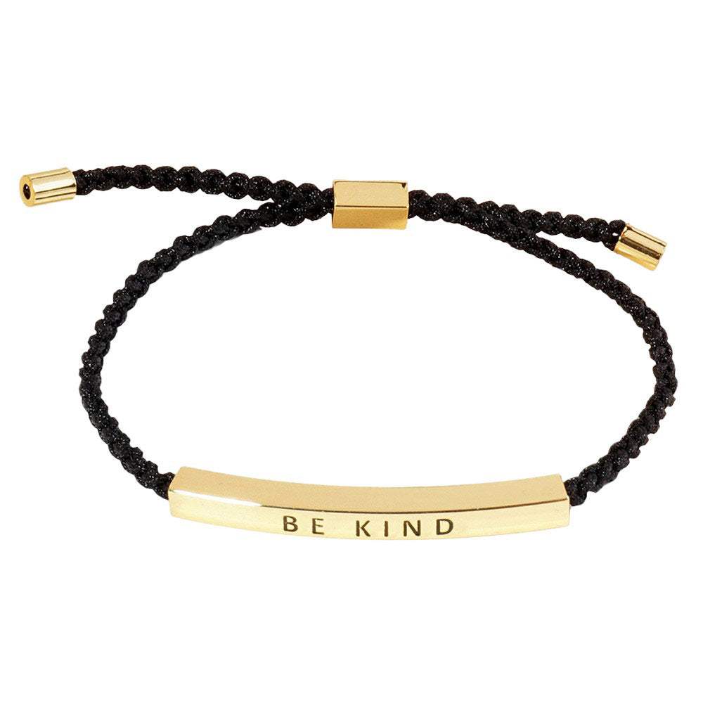 Gold Dipped BE KIND Message Bar Pointed Rope Bracelet - Madeline Love - Flyclothing LLC