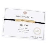 Gold Dipped Believe Message Bar Rope Pull Tie Bracelet - Madeline Love - Flyclothing LLC