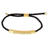 Gold Dipped BEST SISTER Pointed Rope Pull Tie Bracelet - Madeline Love - Flyclothing LLC