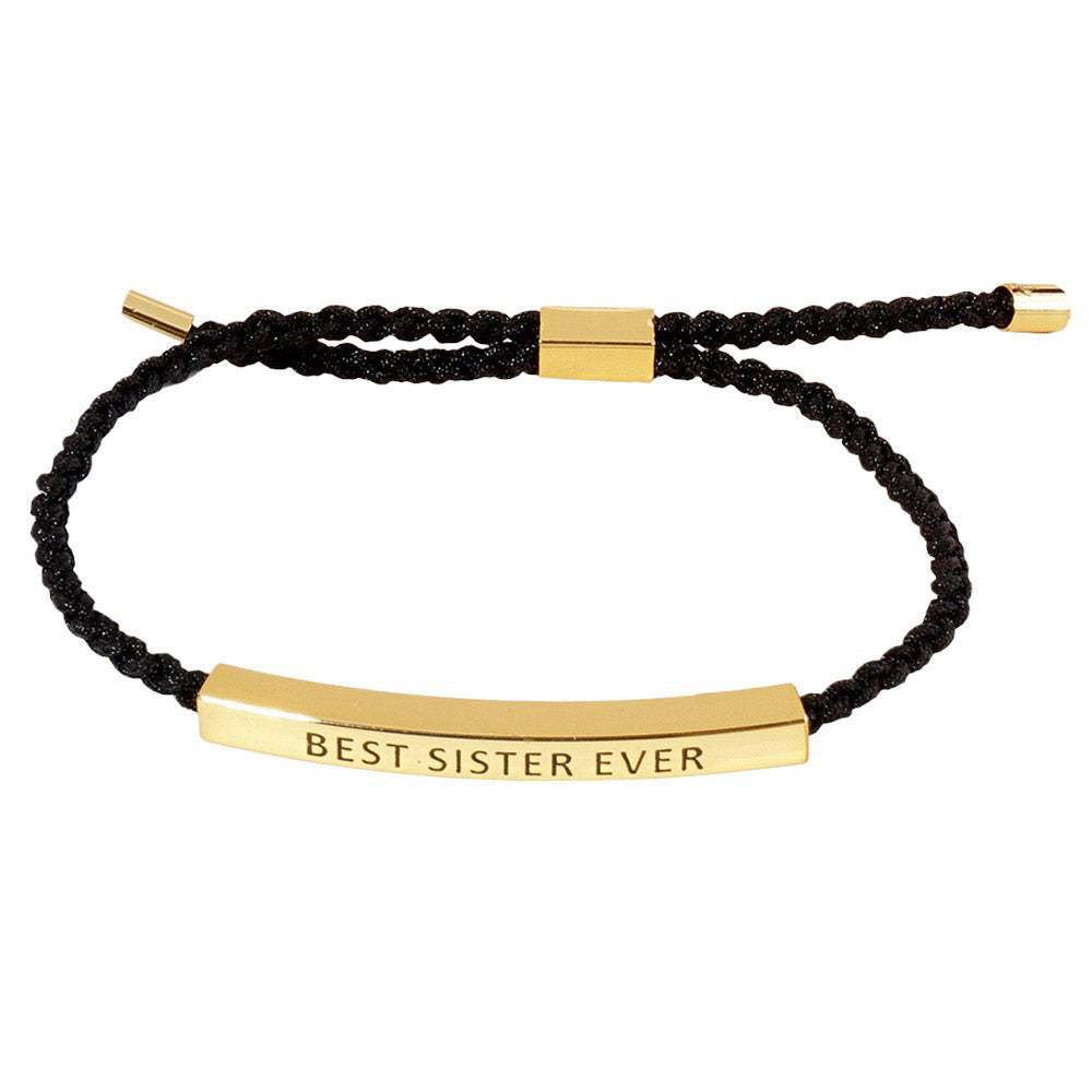 Gold Dipped BEST SISTER Pointed Rope Pull Tie Bracelet - Madeline Love - Flyclothing LLC