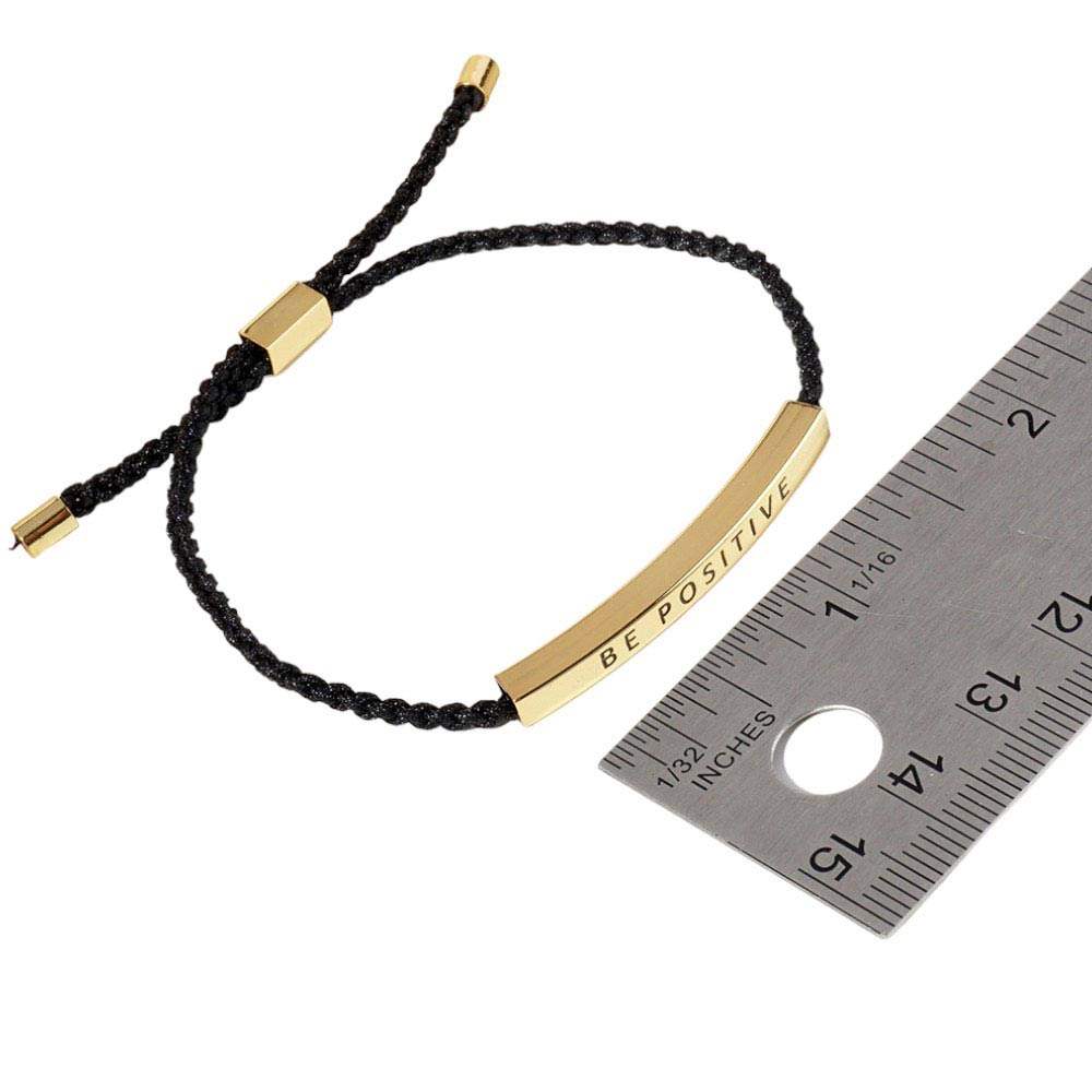 Gold Dipped BRAVE Bar Pointed Rope Pull Tie Bracelet - Madeline Love - Flyclothing LLC