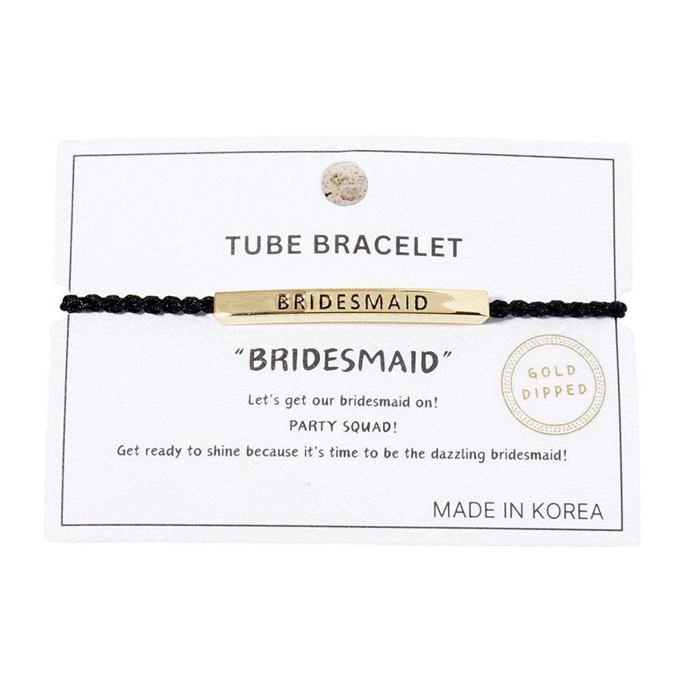Gold Dipped Bridesmaid Bar Pointed Rope Pull Tie Bracelet - Madeline Love - Flyclothing LLC