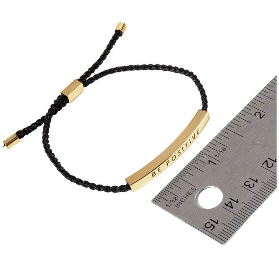 Gold Dipped Bar Pointed Rope Cinch Pull Tie Bracelet - Madeline Love - Flyclothing LLC