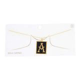 Gold Dipped Enamel Rectangle Monogram Pendant Necklace - Madeline Love - Flyclothing LLC