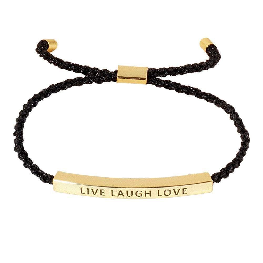 Gold Dipped LIVE LAUGH LOVE Message Rope Pull Tie Bracelet - Madeline Love - Flyclothing LLC