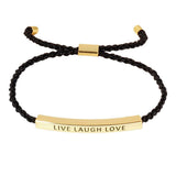Gold Dipped LIVE LAUGH LOVE Message Rope Pull Tie Bracelet - Madeline Love - Flyclothing LLC