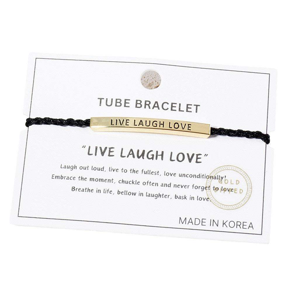 Gold Dipped LIVE LAUGH LOVE Message Rope Pull Tie Bracelet - Madeline Love - Flyclothing LLC