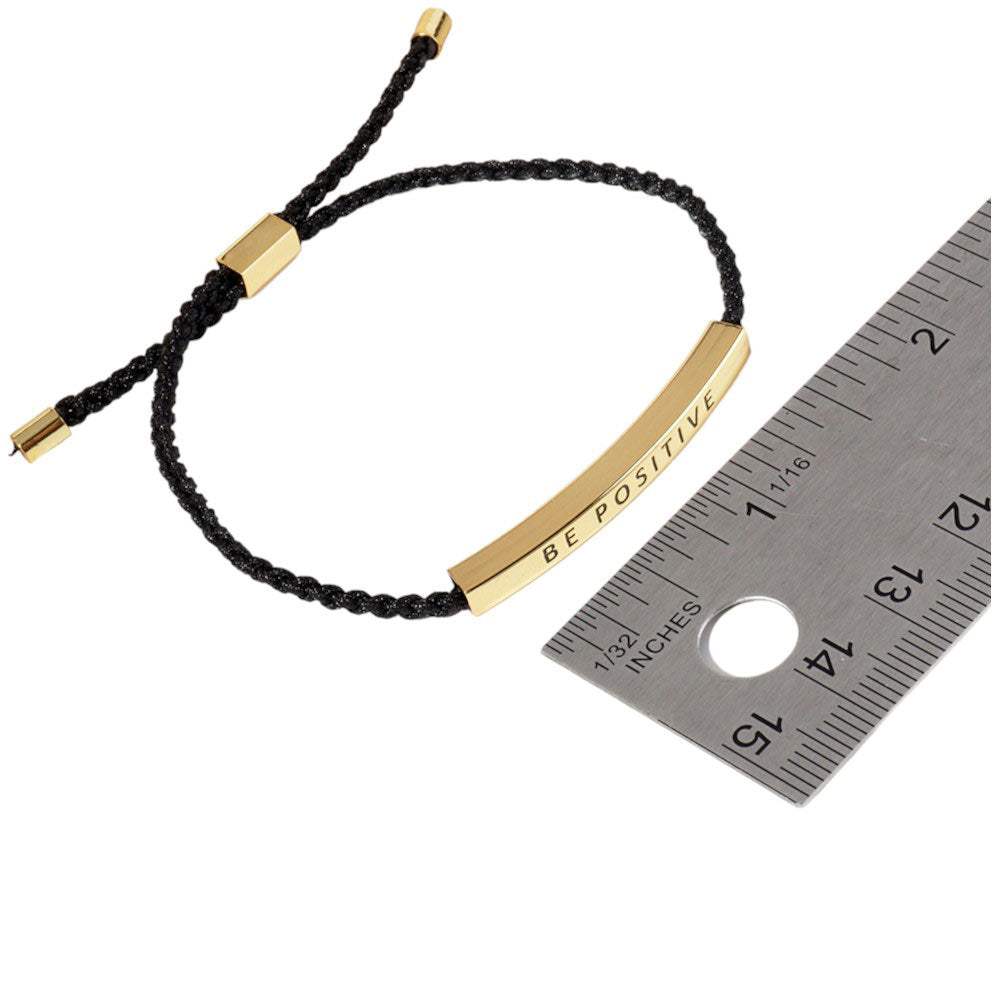 Gold Dipped MAMA Message Bar Pointed Rope Pull Tie Bracelet - Madeline Love - Flyclothing LLC