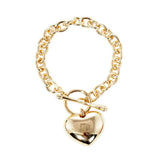 Gold Dipped Metal Heart Charm Toggle Bracelet - Madeline Love - Flyclothing LLC