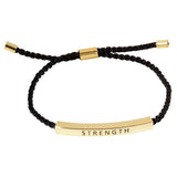 Gold Dipped STRENGTH Message Pointed Rope Pull Tie Bracelet - Madeline Love - Flyclothing LLC