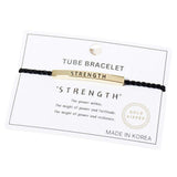 Gold Dipped STRENGTH Message Pointed Rope Pull Tie Bracelet - Madeline Love - Flyclothing LLC