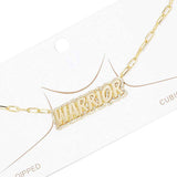 Gold Dipped Warrior Message Pendant Necklace - Madeline Love - Flyclothing LLC