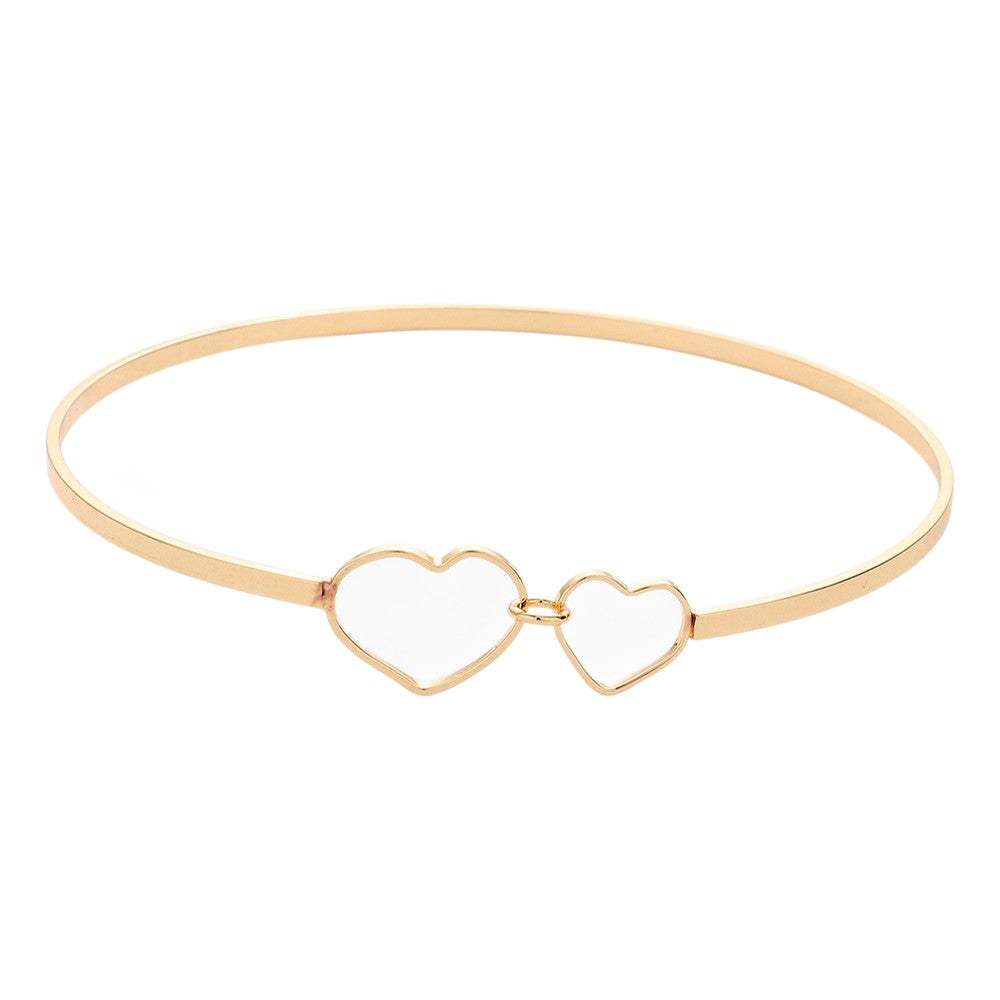 Double Open Metal Heart Link Bangle Bracelet - Madeline Love - Flyclothing LLC