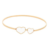 Double Open Metal Heart Link Bangle Bracelet - Madeline Love - Flyclothing LLC