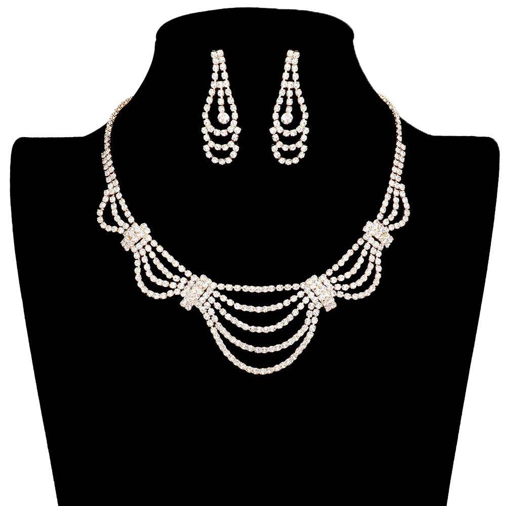 Draped Rhinestone Necklace - Madeline Love - Flyclothing LLC