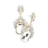 Emerald Cut Stone Accented Evening Earrings - Madeline Love - Flyclothing LLC