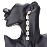 Emerald Cut Stone Link Dangle Evening Earrings - Madeline Love - Flyclothing LLC