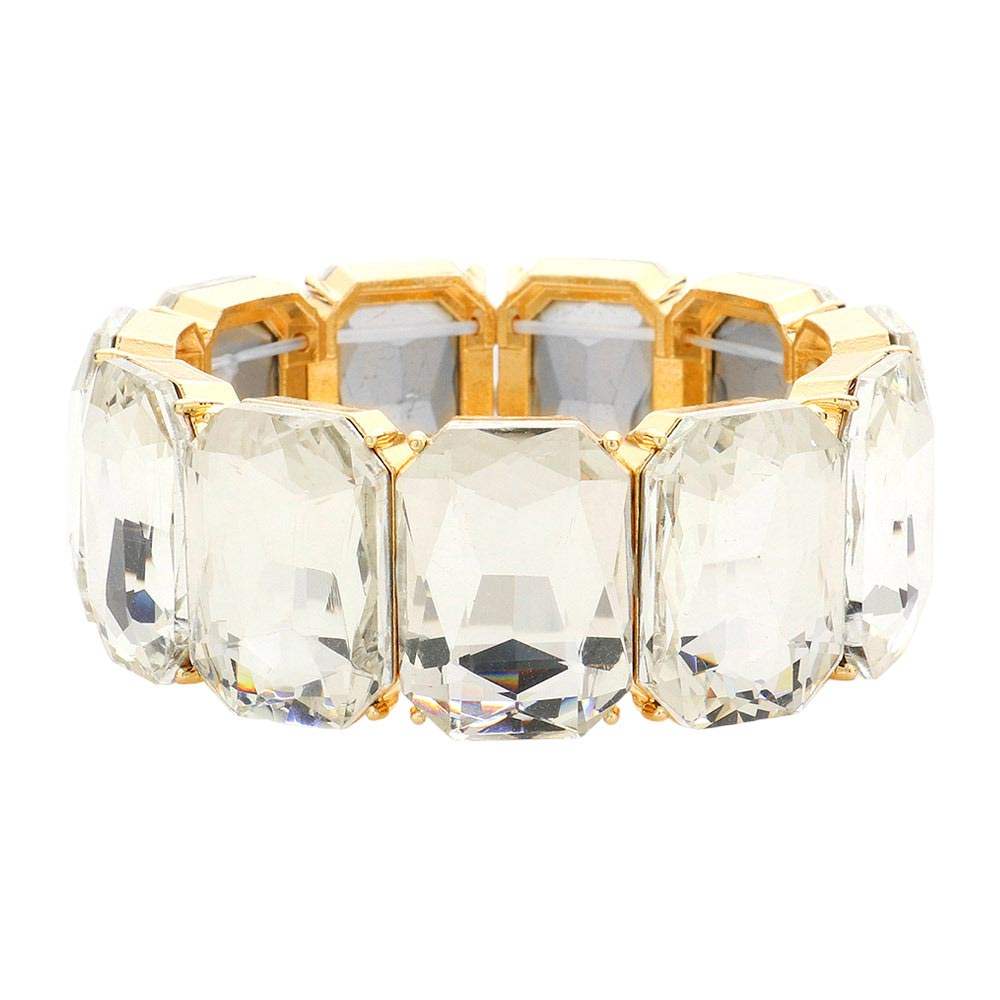 Emerald Cut Stone Stretch Evening Bracelet - Madeline Love - Flyclothing LLC