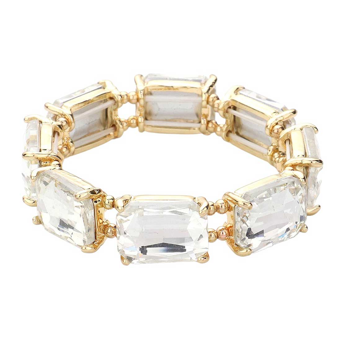 Emerald Cut Stone Stretch Evening Bracelet - Madeline Love - Flyclothing LLC