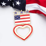 Enamel American USA Flag Open Heart Pin Brooch - Madeline Love - Flyclothing LLC