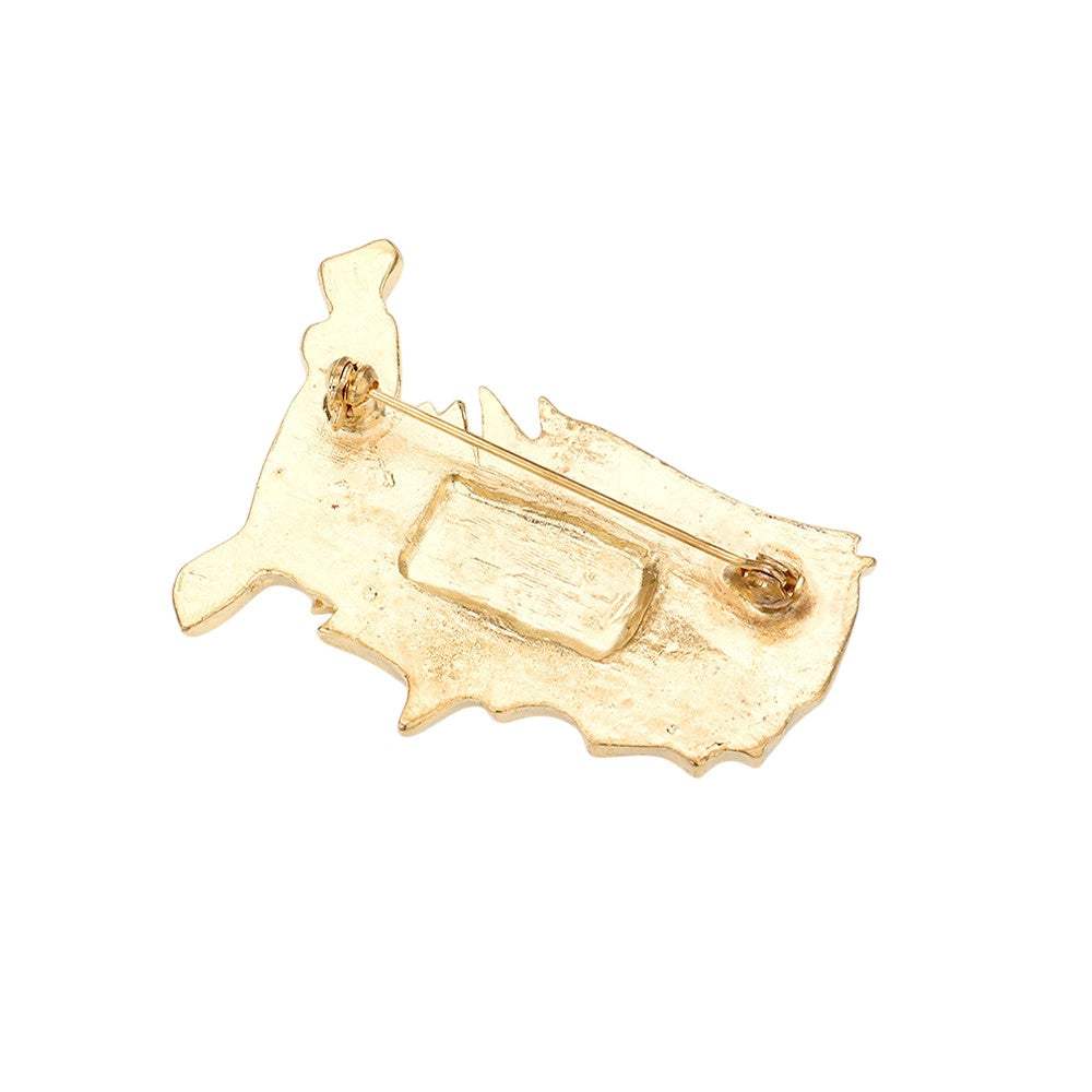 Enamel American USA Flag United State Map Pin Brooch - Madeline Love - Flyclothing LLC