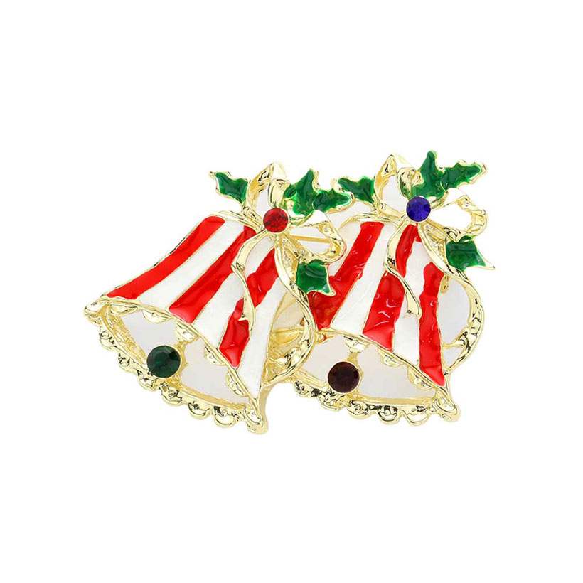 Enamel Christmas Jingle Bell Pin Brooch - Madeline Love - Flyclothing LLC