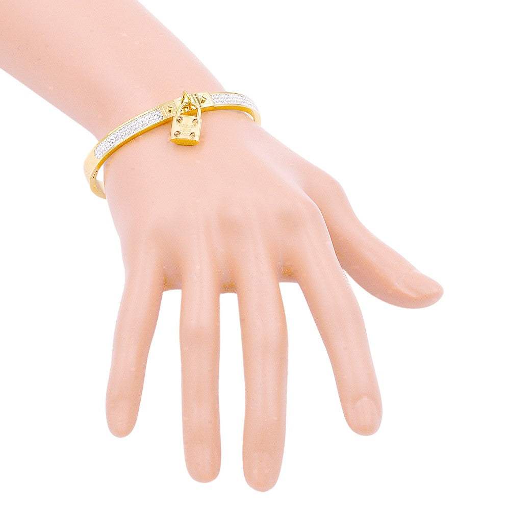 FOREVER LOVE Metal Lock Charm Stainless Steel Evening Bracelet - Madeline Love - Flyclothing LLC