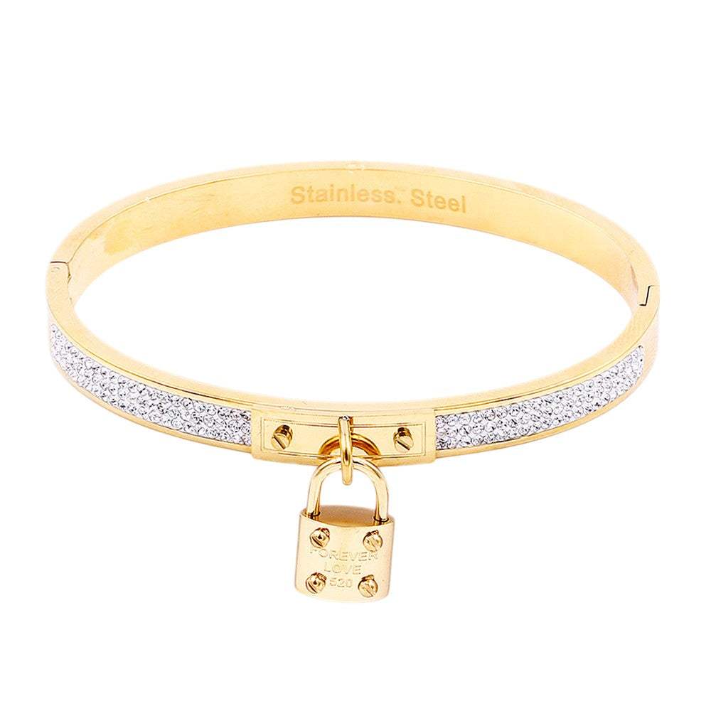 FOREVER LOVE Metal Lock Charm Stainless Steel Evening Bracelet - Madeline Love - Flyclothing LLC