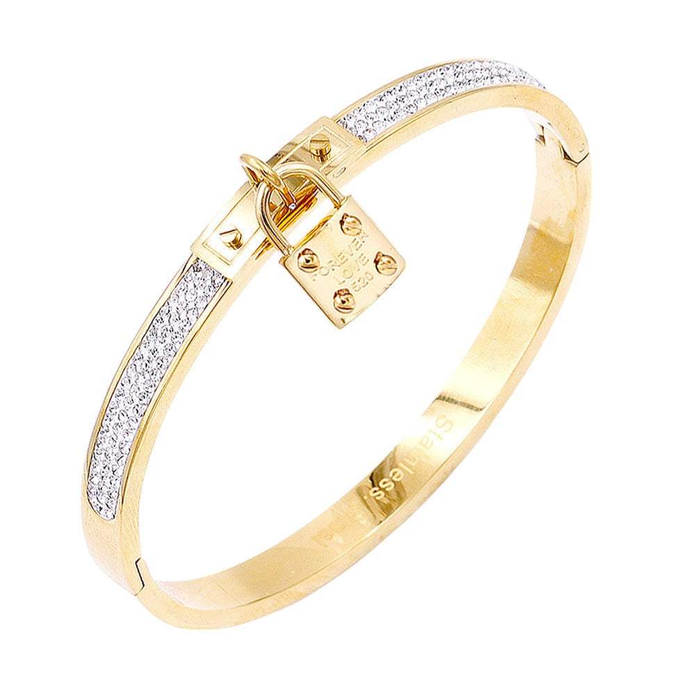 FOREVER LOVE Metal Lock Charm Stainless Steel Evening Bracelet - Madeline Love - Flyclothing LLC